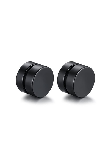 Unisex Mıknatıslı 8 mm. Siyah Çelik Küpe df22