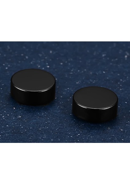 Unisex Mıknatıslı 8 mm. Siyah Çelik Küpe df22