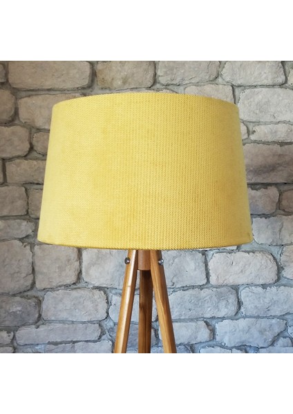 Oval Üç Ayaklı Lambader K090-Naturel Ayak-Hardal Şapka