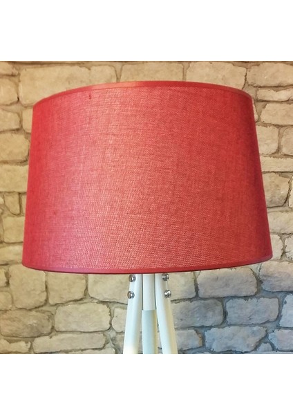 Oval Üç Ayaklı Lambader K140-Kemik Ayak-Bordo Keten Şapka