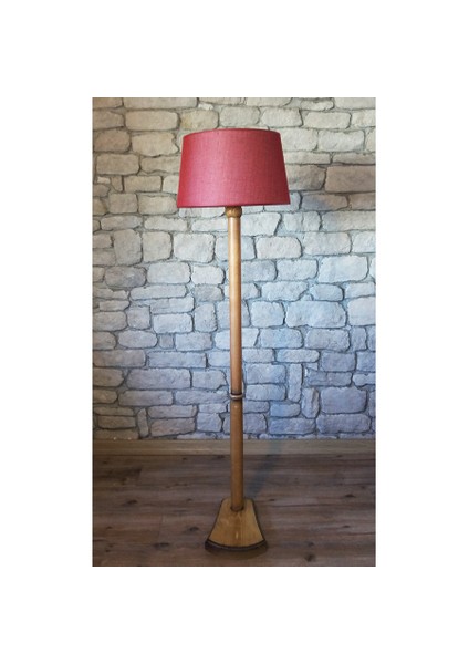 Torna Bacaklı,Fuşya Keten Şapkalı Lambader Naturel Renk Ayak-K120