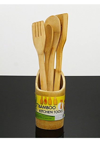 Ahşap Lüx 5 Parça Silindir Kaşık Set