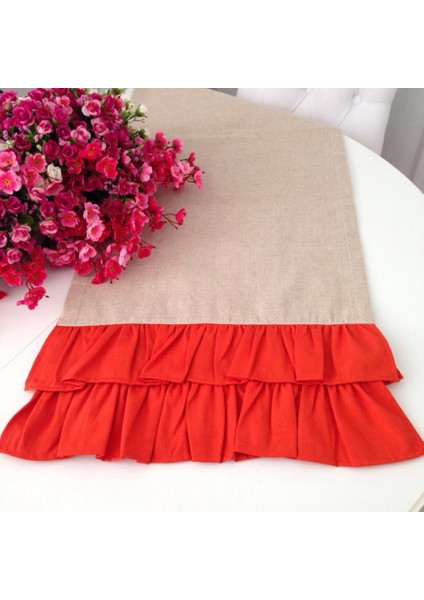 Turuncu Fırfırlı Runner - 150x40 cm