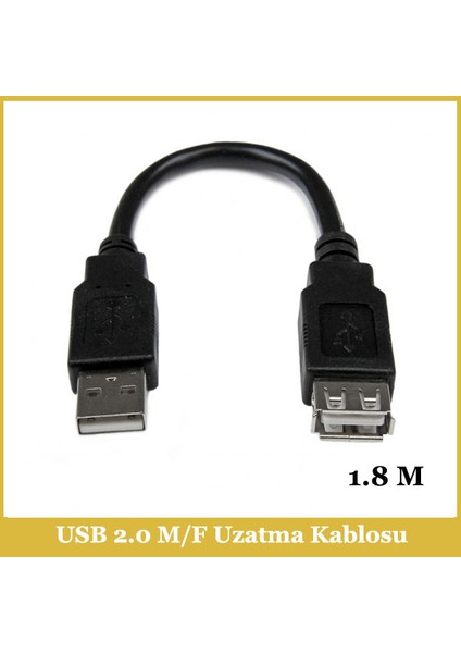USB 2.0 A M / USB A F Kablo - 1,8M