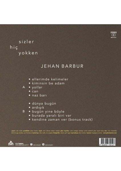 Jehan Barbur - Sizler Hiç Yokken (Plak)