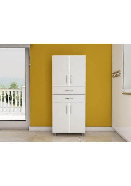 Tdesigno Alaska 2 Çekmece 4 Kapaklı Mutfak Dolabı - Beyaz