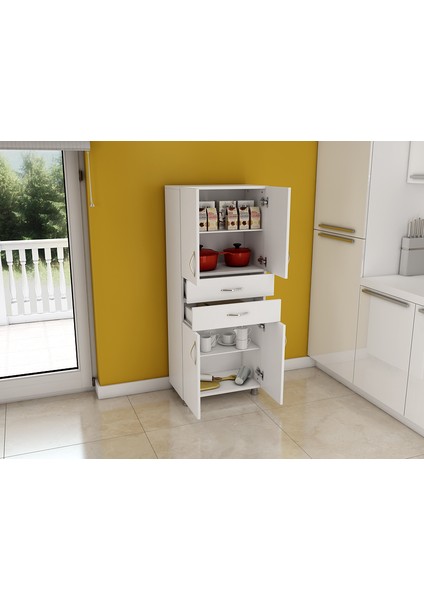 Tdesigno Alaska 2 Çekmece 4 Kapaklı Mutfak Dolabı - Beyaz
