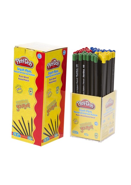 Siyah Ağaç Yuvarlak Kurşun Kalem 72'Li Stand PLAY-KK009