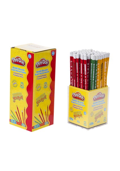 Renkli Desenli Üçgen Kurşun Kalem 72'Li Stand PLAY-KK006