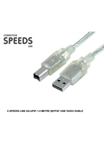 Ag-Up01 1.8 Metre Şeffaf Usb Yazıcı Kablo