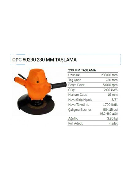 Opc 60230 230 Mm Taşlama