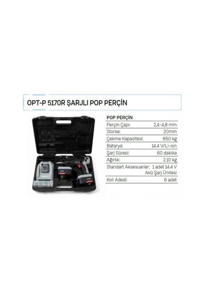 Opt-P 5170R Şarjlı Pop Perçin