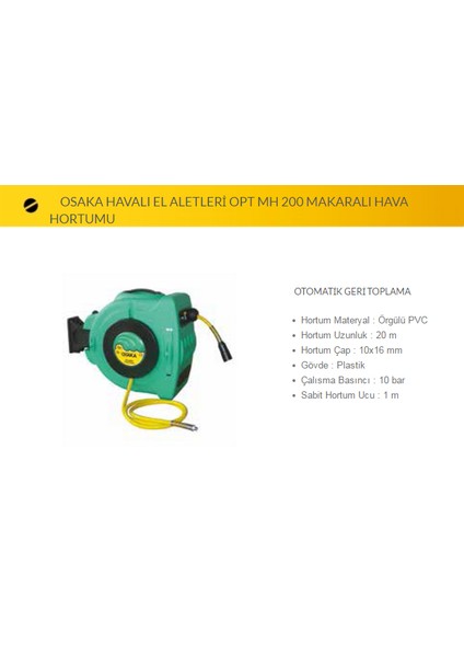Opt Mh 200 Makaralı Hava Hortumu