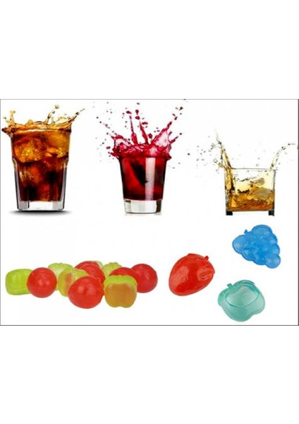 Meyve Şekilli Erimeyen Plastik Buz Küpü (10 Adet)