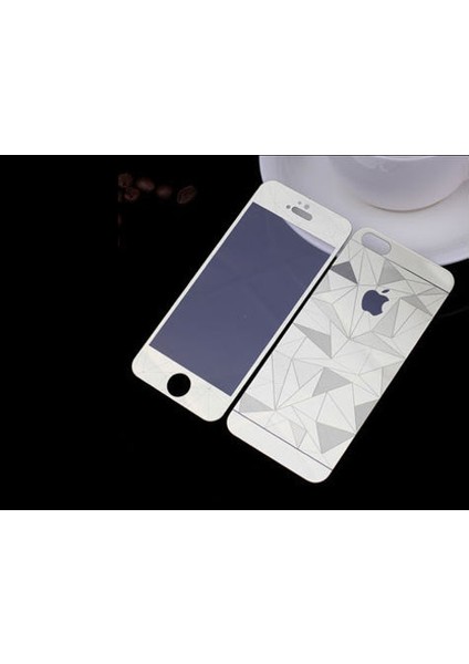 İphone 5/ 5S Diamond Desen 3D Ön Arka Ekran Koruyucu - Gümüş