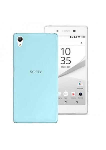 Sony Xperia E4 Mavi Şeffaf İnce Silikon Kılıf
