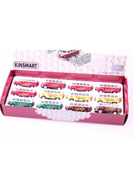12'li 1962 Volkswagen Classical Bus 1/64 Çek Bırak Model Araç Seti modelleri