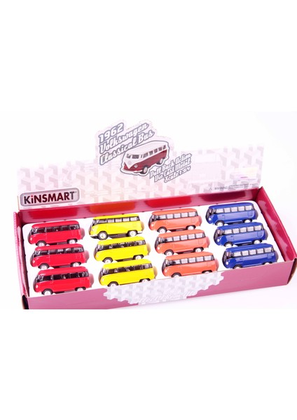 12'li 1962 Volkswagen Classical Bus 1/64 Çek Bırak Model Araç Seti modelleri