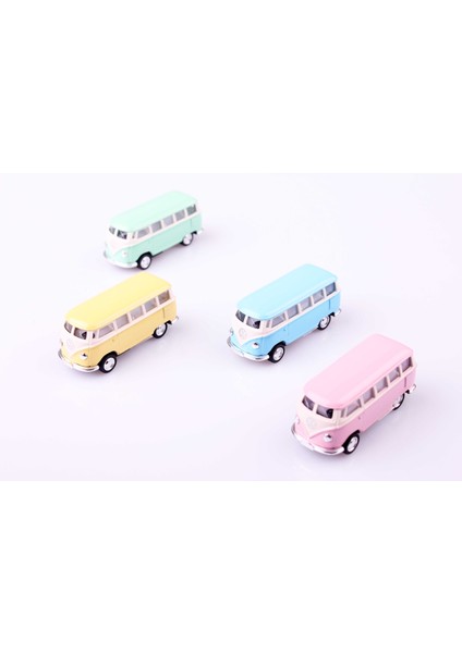 4'lü 1962 Volkswagen Classical Bus 1/64 Çek Bırak Model Araç Seti modelleri