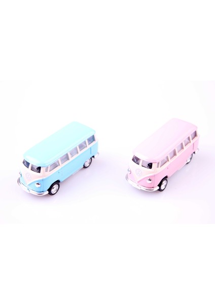 2'li 1962 Volkswagen Classical Bus 1/64 Çek Bırak Model Araç Seti