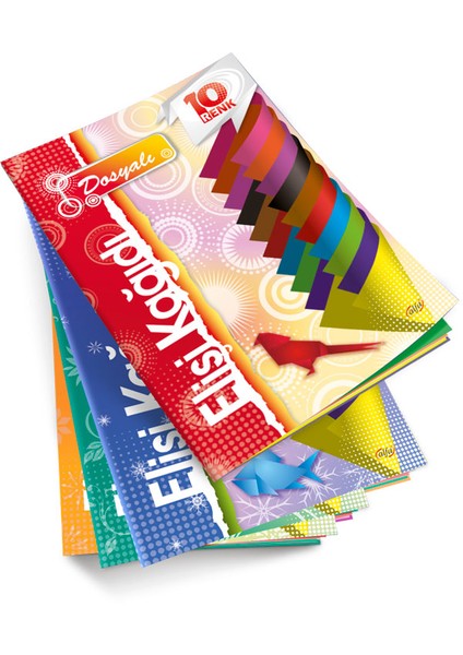 Elişi Kağıdı Dosyalı Karışık Renk 10`Lu
