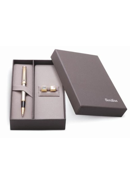 Dr 221 39 Roller Gold Krom + Tekli Kalem Kılıfı Kahve