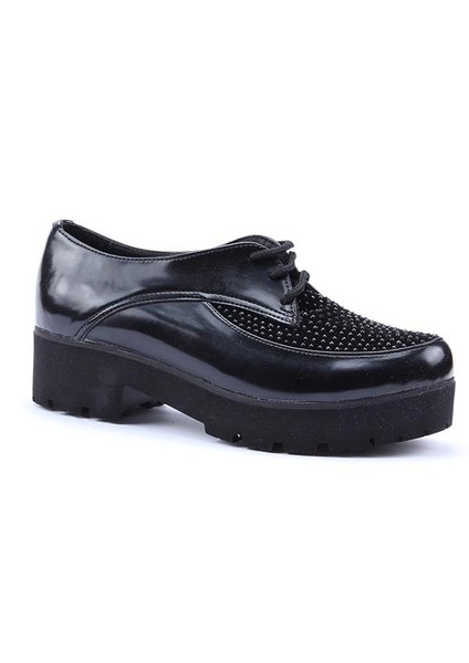 Günlük Kalın Taban Taşlı Topuklu Ayakkabı