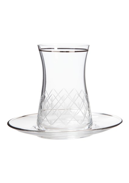Pino Platin Çay Takımı (6 Çay Bardağı + 6 Çay Tabağı )