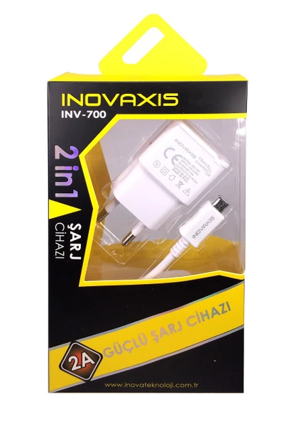 Inovaxıs Ekstra Power Inv-700  2A Güçlü Şarj Aleti + Data & Şarj İçin Type-C Usb Kablo