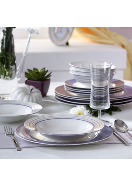 Lilac 24 Parça 6 Kişilik Crown Bone Chına Yemek Takımı