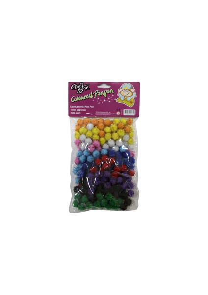 Ponpon Karma Renk 1Cm 200`Lü ( Simli ) Cz-Pon01s
