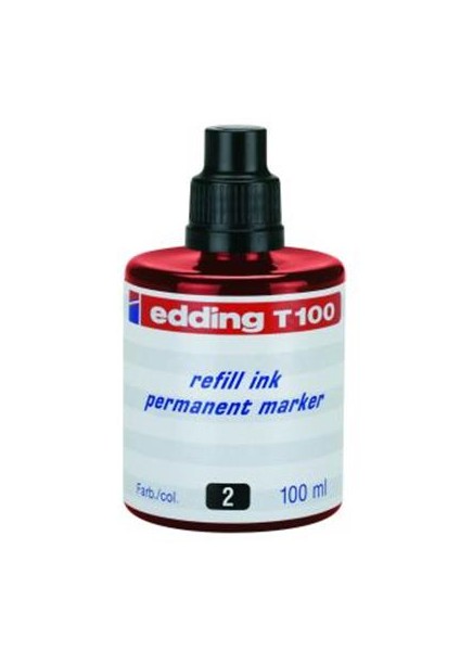 T100 Kırmızı Permanent Mürekkep 100Ml