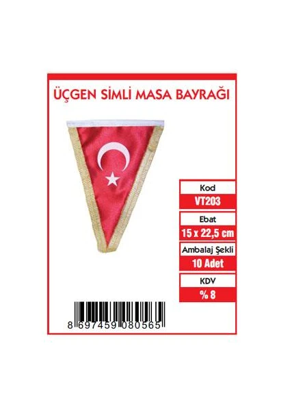 Vatan 15X22,5 Üçgen Simli Bayrak Vt203