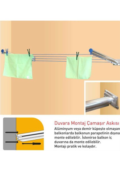Balkon Çamaşır Kurutma Askısı - Pks 03 Duvara Monte
