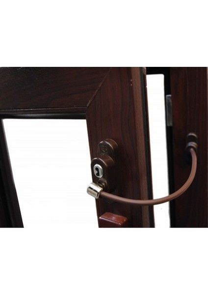 Kablolu Pvc Pencere Emniyet Kilidi Koyu Kahve