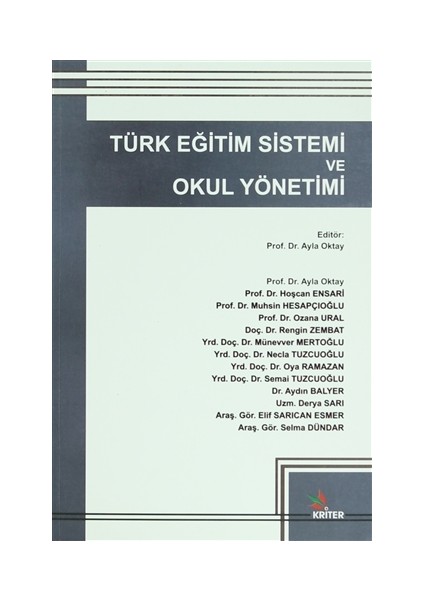 Kriter Yayınları Türk Eğitim Sistemi ve Okul Yönetimi