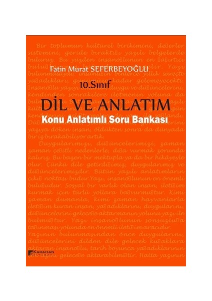 10. Sınıf Dil ve Anlatım Konu Anlatımlı Soru Bankası