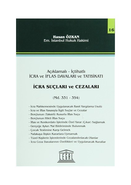 İcra Suçları ve Cezaları - Seri 16 (Madde 331 - 354)