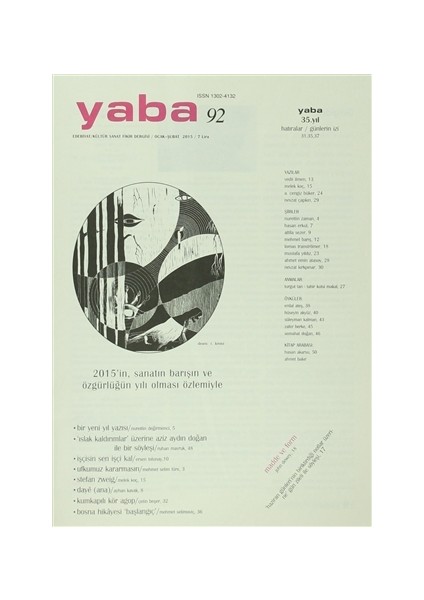 Yaba Edebiyat Dergisi Sayı: 92