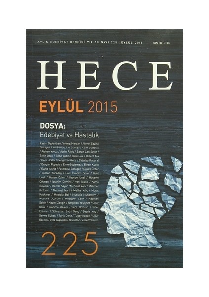 Aylık Edebiyat Dergisi Sayı : 225 - Eylül 2015