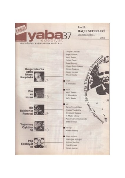 Yaba Edebiyat Dergisi Sayı: 37