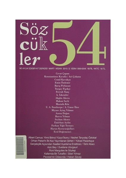 Sözcükler Dergisi Sayı: 54 / Mart-Nisan 2015