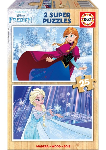 2x25 Parça Disney Frozen Ahşap Çocuk Yapboz