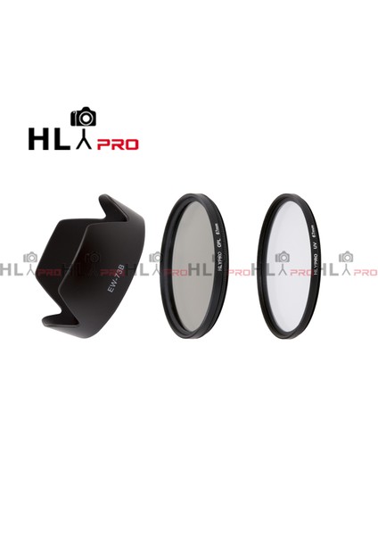 Canon 18-135mm Lens için HLYPro UV Filtre + Polarize Filtre + EW-73B Parasoley