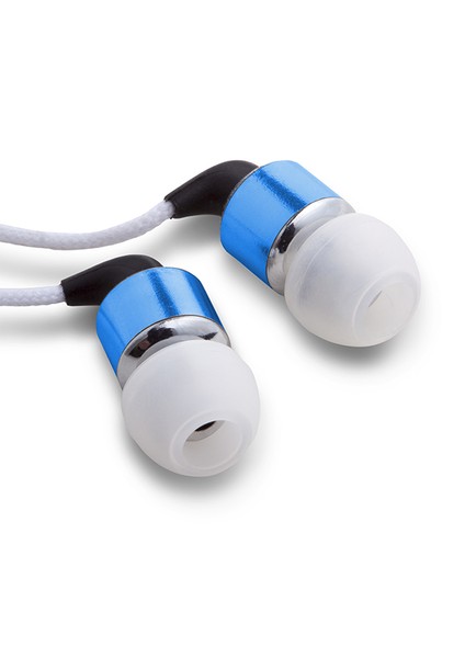 Max Metalik Earbuds Mikrofonlu Mavi