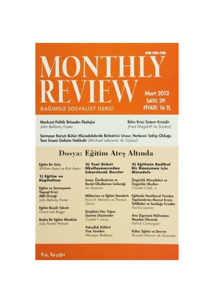 Monthly Review Bağımsız Sosyalist Dergi Sayı: 29 / Mart 2012