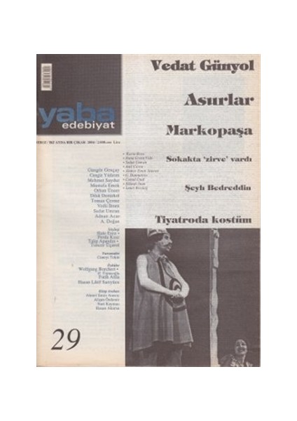 Yaba Edebiyat Dergisi Sayı: 29