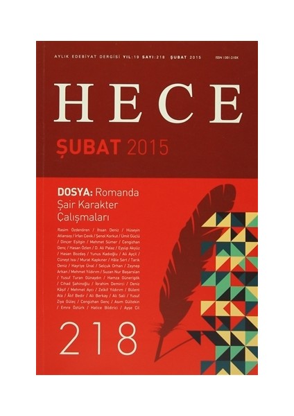Aylık Edebiyat Dergisi Yıl: 19 Sayı: 218 / Şubat 2015