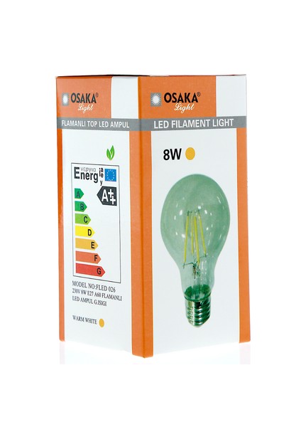 8w-75watt Led Flamanlı A-60 Ampül E27 Günışığı