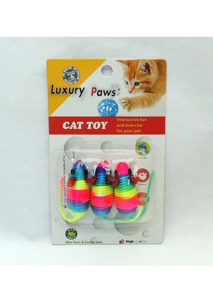 LuxuryPaws Hasır Renkli İpten Fare Oyuncak 3 Lü